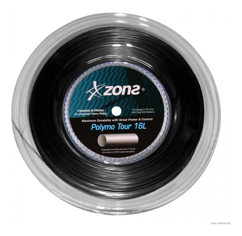 CUERDA DE TENIS ZONS POLYMO TOUR 16L/128MM NEGRA 200 MTS. - 1