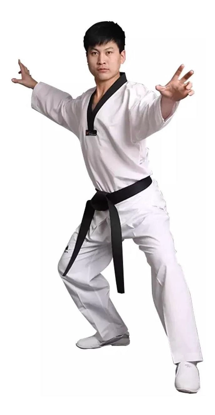 DOBOK NEW PINE TREE WT CUELLO NEGRO C/ CINTURON BLANCO - 1