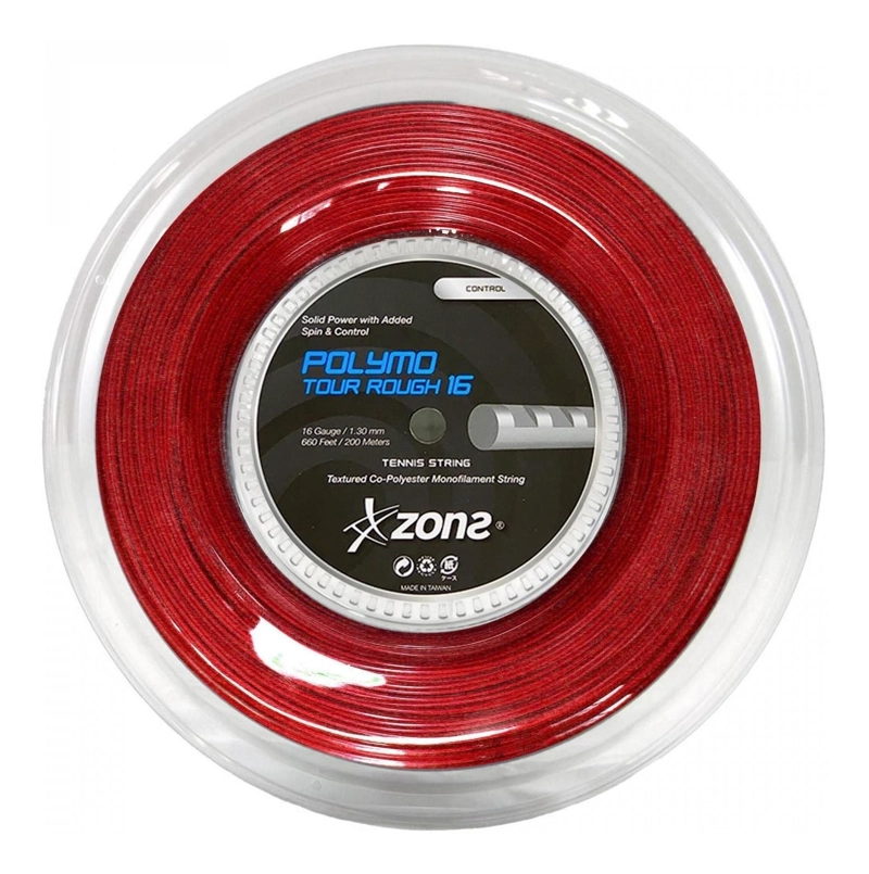 CUERDA DE TENIS ZONS POLYMO TOUR ROUGH 16L/1.30MM ROJA 200 M - 1