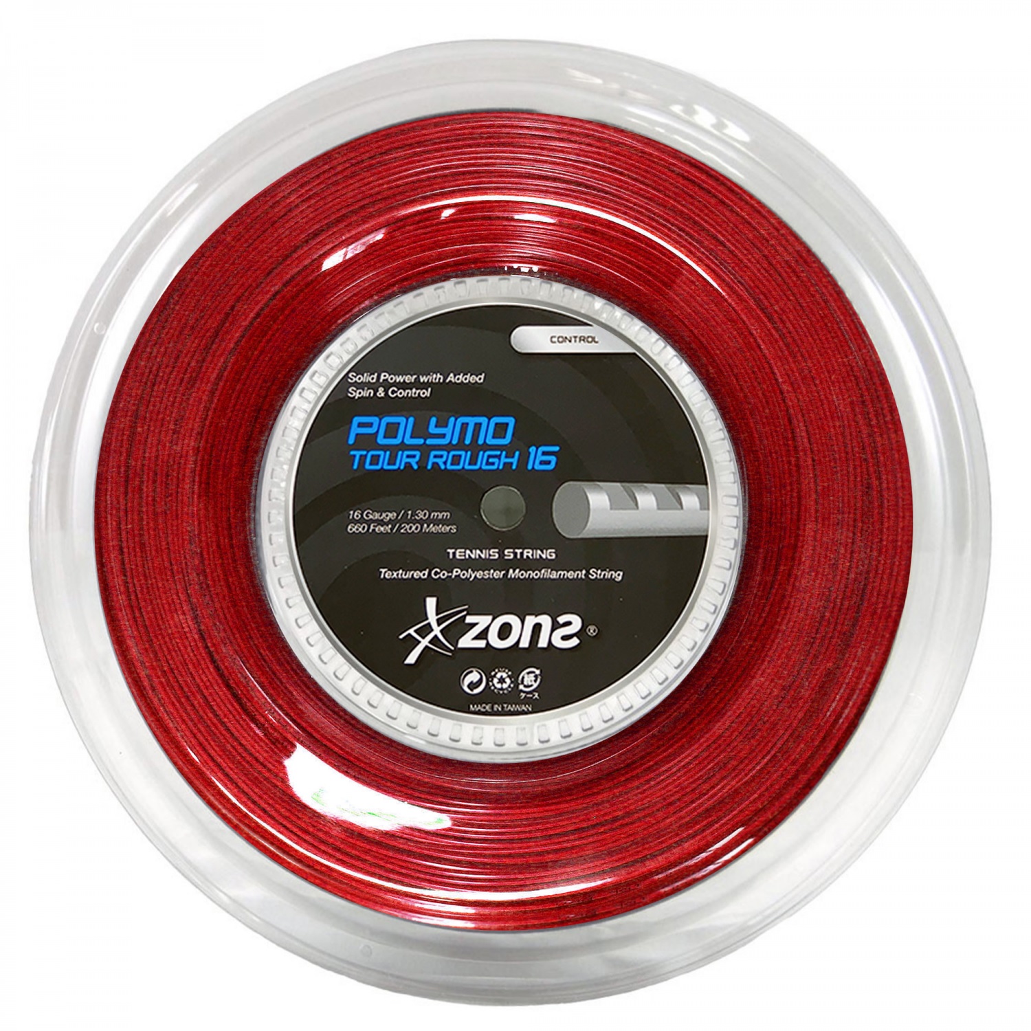 CUERDA TENIS ZONS POLYMO TOUR ROUGH 16L/1.30MM ROJA 200 M - 1
