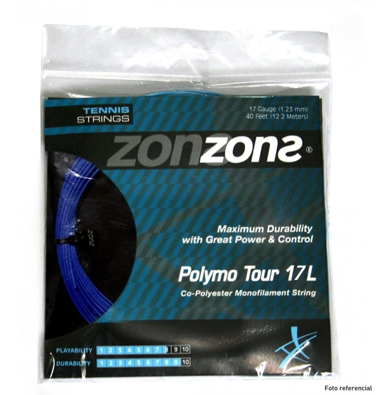 CUERDA DE TENIS ZONS POLYMO TOUR 17L/1.23MM NEGRA 12 MTS. - 1