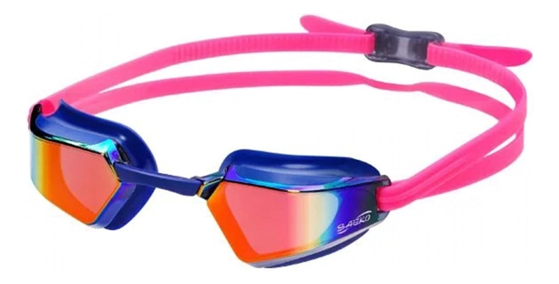LENTES NATACION SAEKO S71 PHOENIX ESPEJADO UV AZUL-ROSA - 1