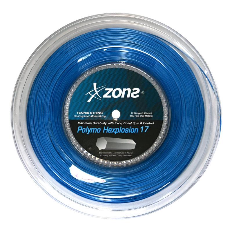 CUERDA TENIS ZONS POLYMO HEXPLOSION 17L/1.23 MM AZUL 200MT - 1