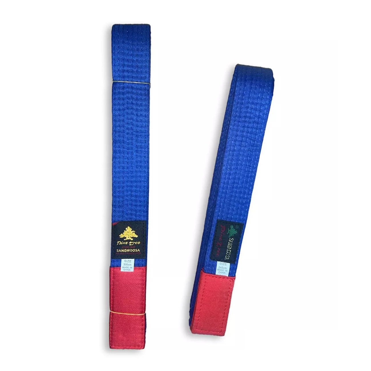 CINTURON ARTES MARCIALES PINE TREE AZUL PUNTA ROJA 300 CMS. - 1