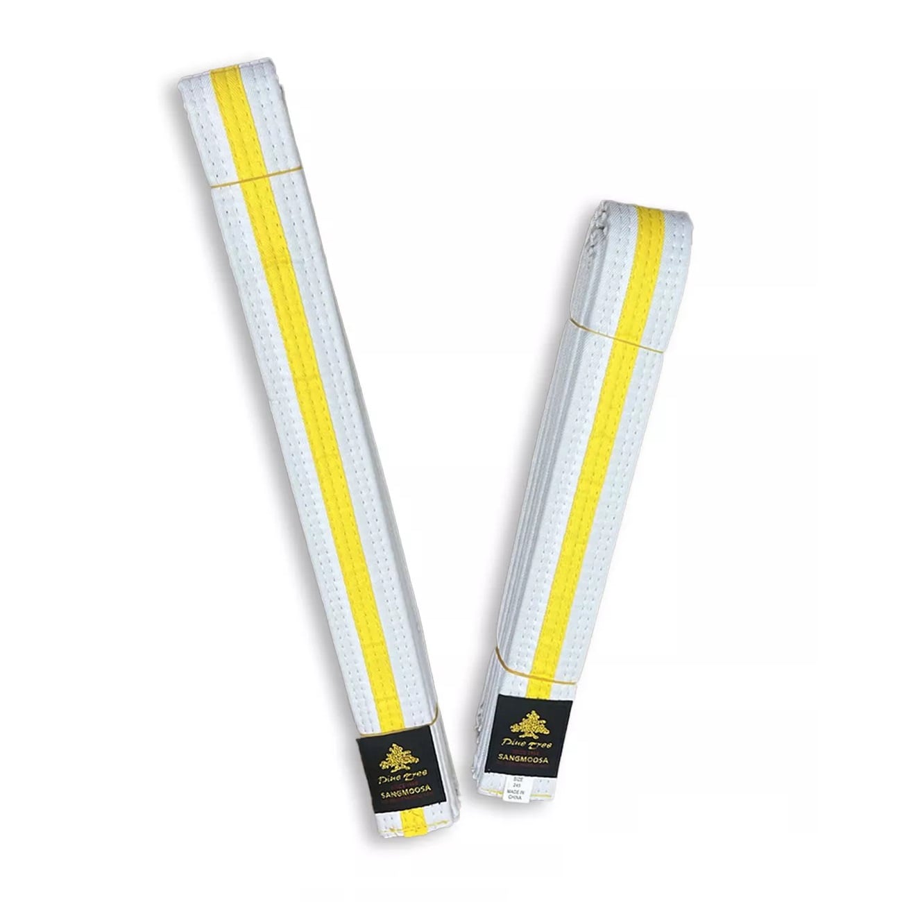 CINTURON ARTES MARCIALES PINE TREE BLANCO LINEA AMARILLA 300 CMS. - 2