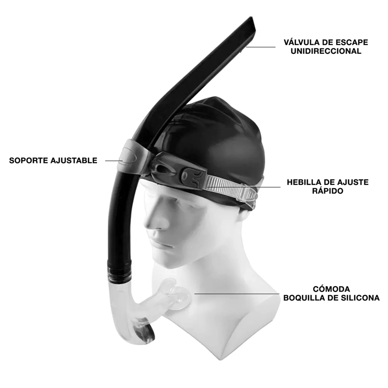 SNORKEL DE NATACION SAEKO SK01 NEGRO - 2