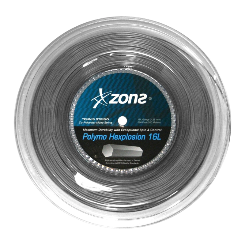 CUERDA TENIS ZONS POLYMO HEXPLOSION 16L/1.28 MM PLATA 200 MT - 1