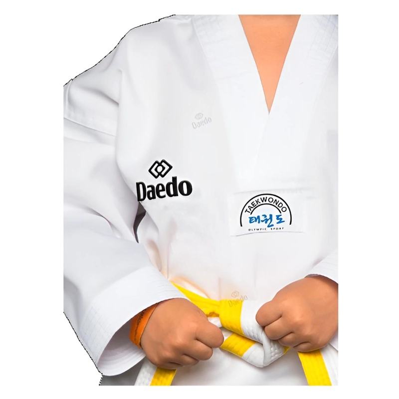 DOBOK TAEKWONDO DAEDO TRADICIONAL CUELLO BLANCO SIN BORDADO - 3