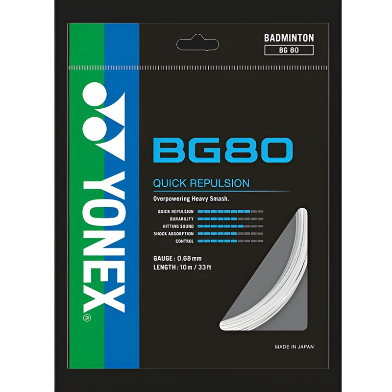 CUERDA DE BADMINTON YONEX BG80 BLANCA 10 MTS. - 1
