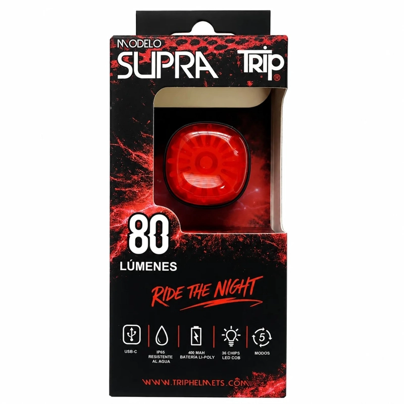 LUZ TRASERA BICI USB TRIP SUPRA 80 LM - 2