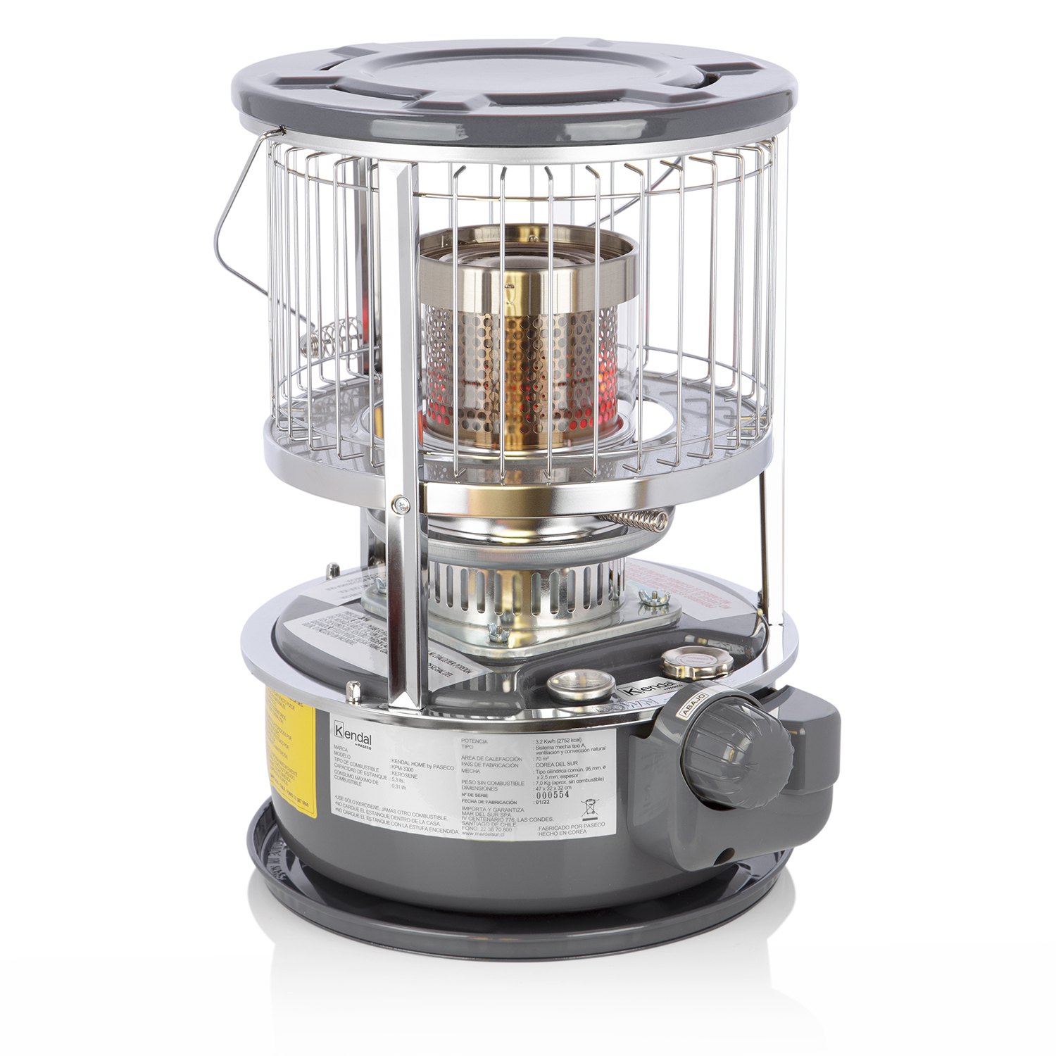 ESTUFA PARAFINA KEROSENE MECHA KPM-3300 GRIS | Hasta 60 m² - 3