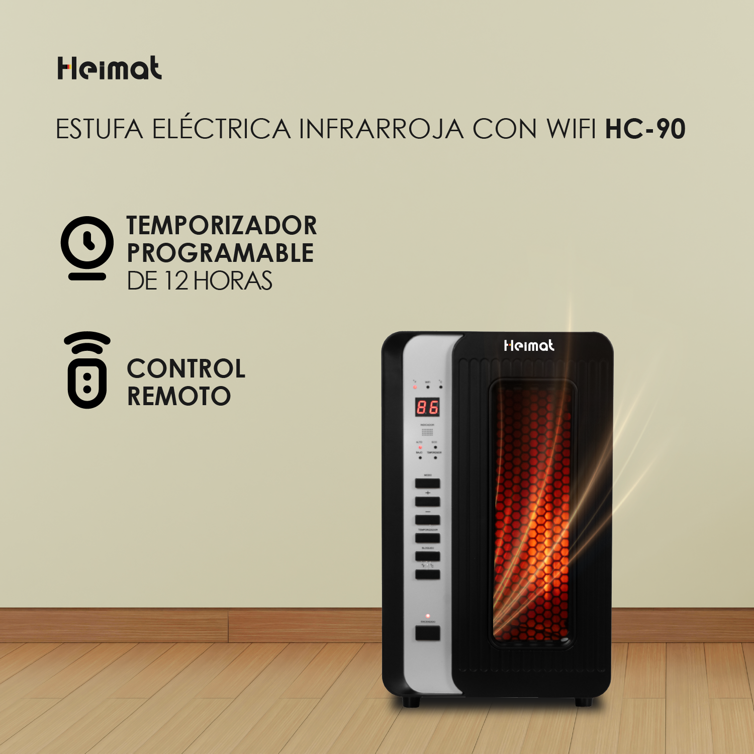 ESTUFA ELE CTRICA CON WIFI CALEFACTOR INFRARROJO HC-90 HEIMAT - 9