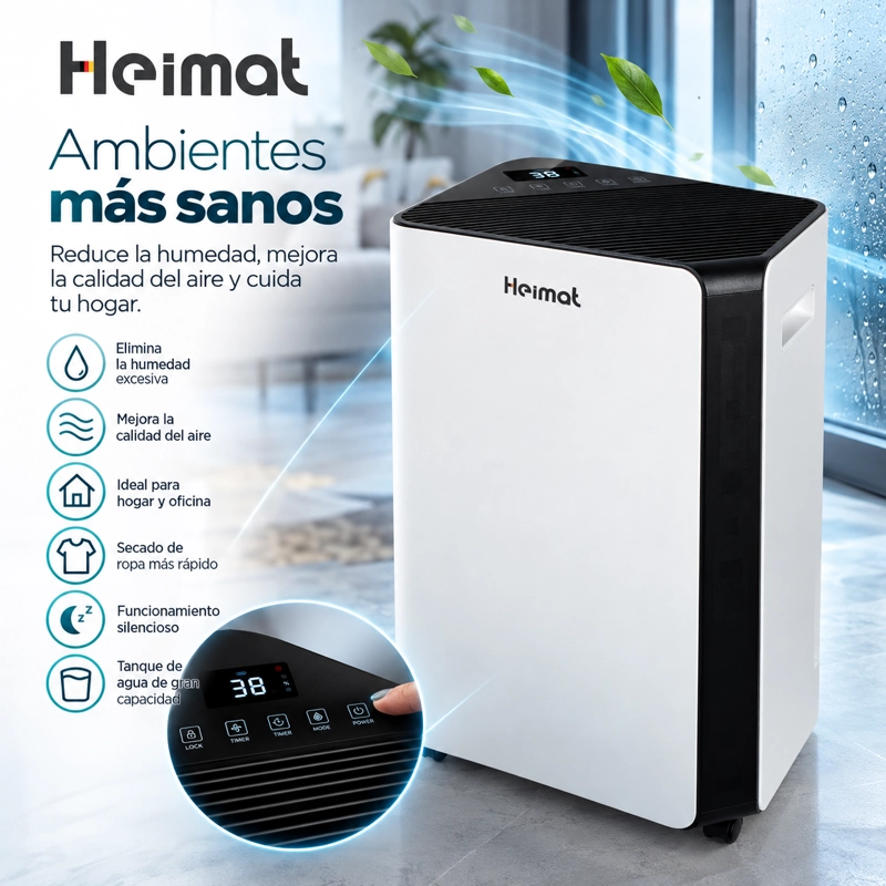DESHUMIDIFICADOR DE AIRE HEIMAT 20 LITROS HD-OL20A - 2