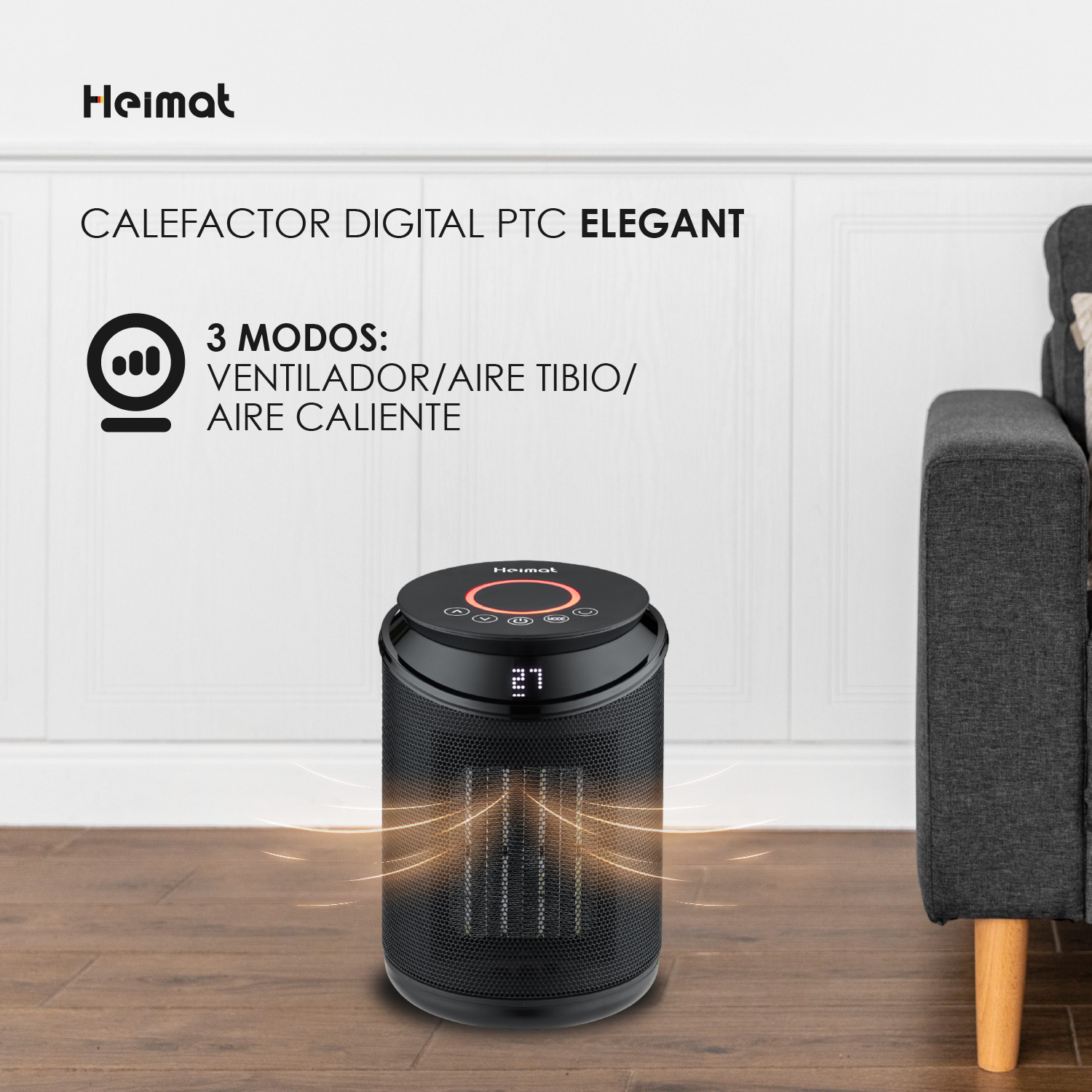 ESTUFA ELE CTRICA CALEFACTOR DIGITAL PTC ELEGANT - 5
