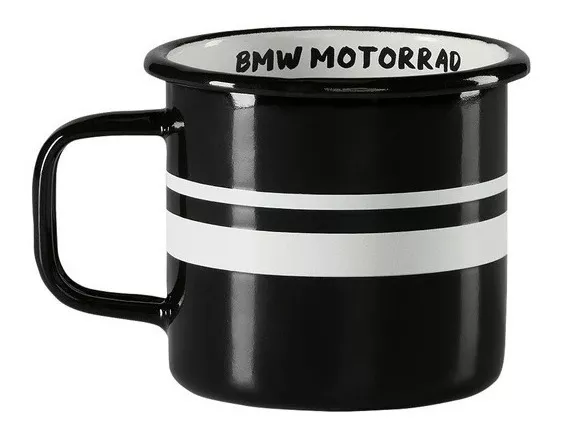 TAZA ESMALTADA TWIN STRIPES NEGRA ORIGINAL BMW - 1