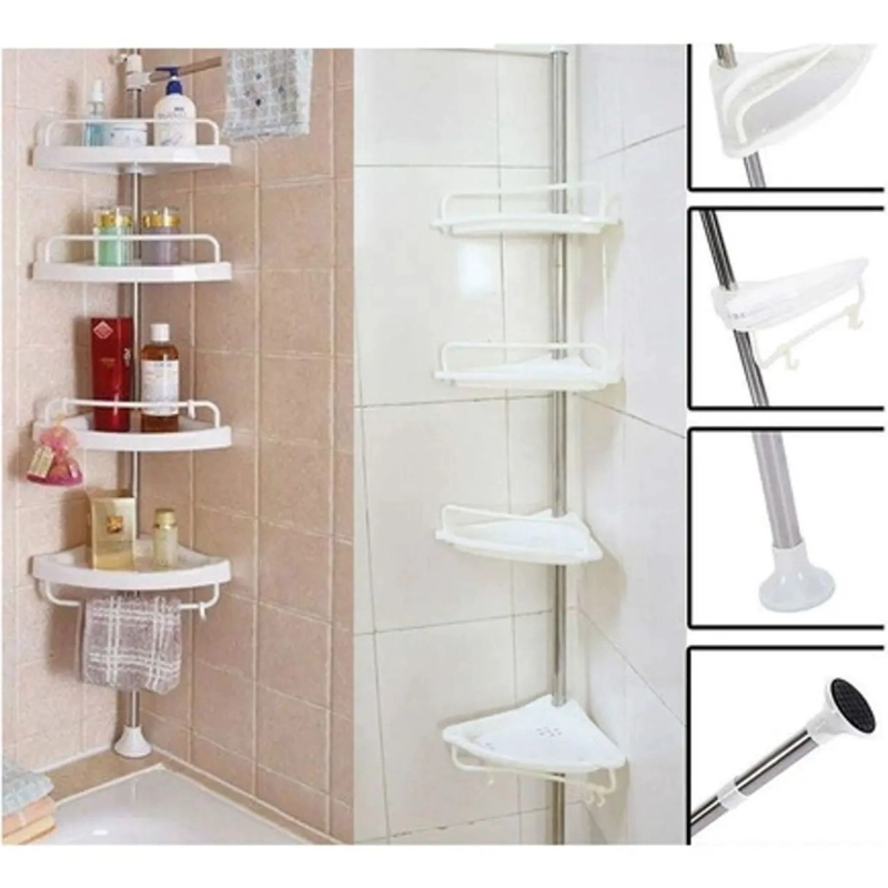 ESTANTE CRUSEC BLANCO ESQUINA DUCHA Y BAÑO ALTURA REGULABLE RACK - 3