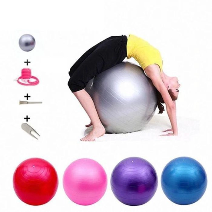 PELOTA BALON YOGA 75 CM PILATES CON INFLADOR - 2