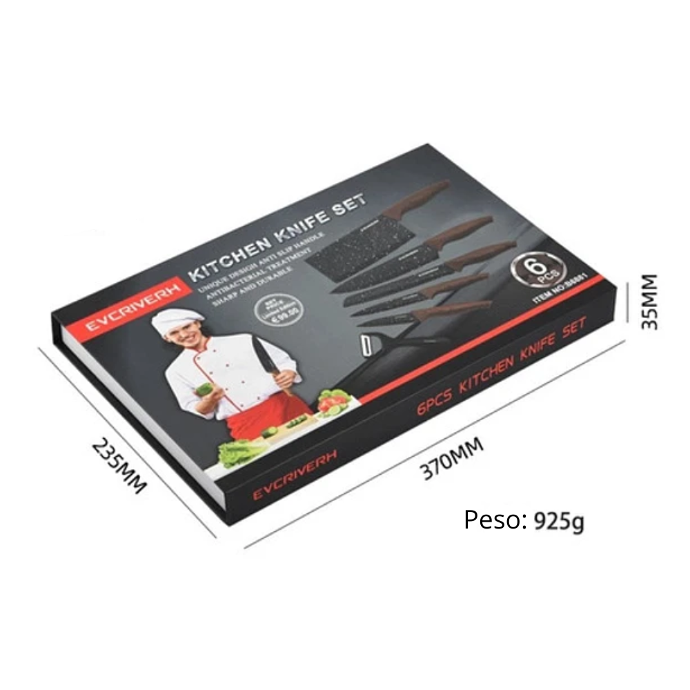 SET CUCHILLOS 6 PCS JUEGOS CUCHILLOS ANTIADHERENTES - 7