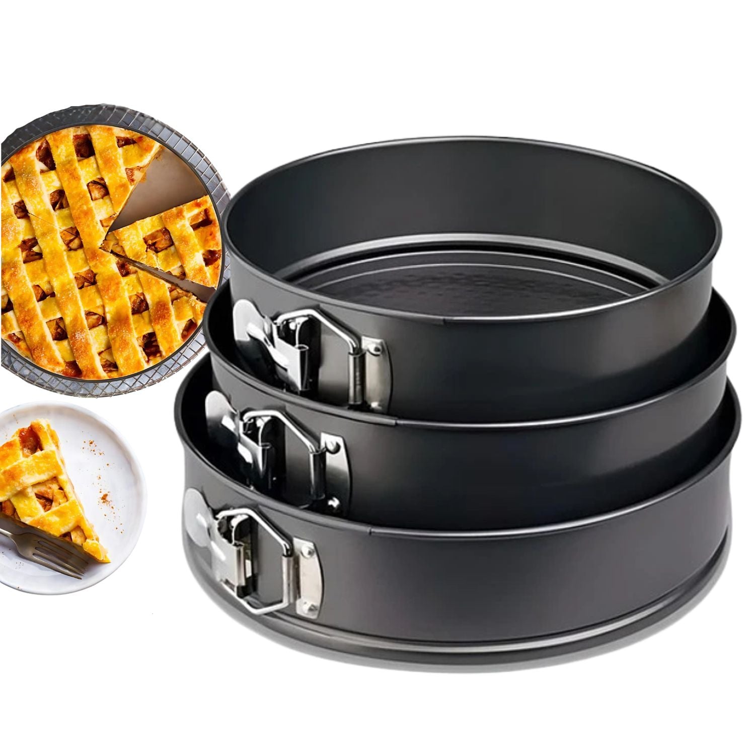 SET 3 MOLDES REDONDOS REPOSTERÍA TORTA ANTIADHERENTE - 1