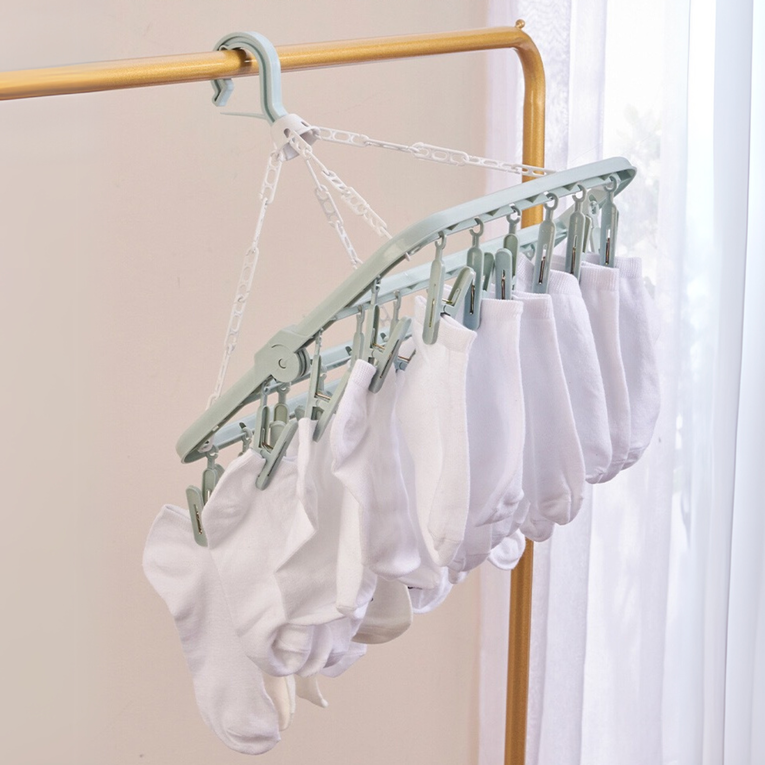 Colgador De Calcetín Ropa Interior De 32 Clips Plegable - 2