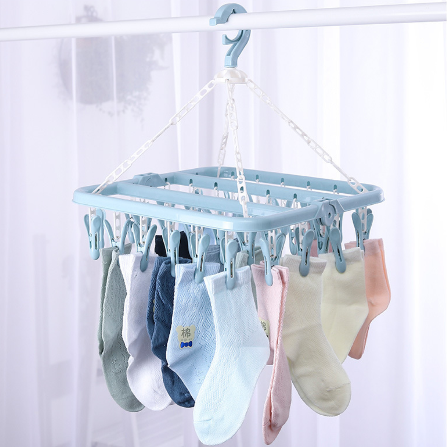 Colgador De Calcetín Ropa Interior De 32 Clips Plegable - 2