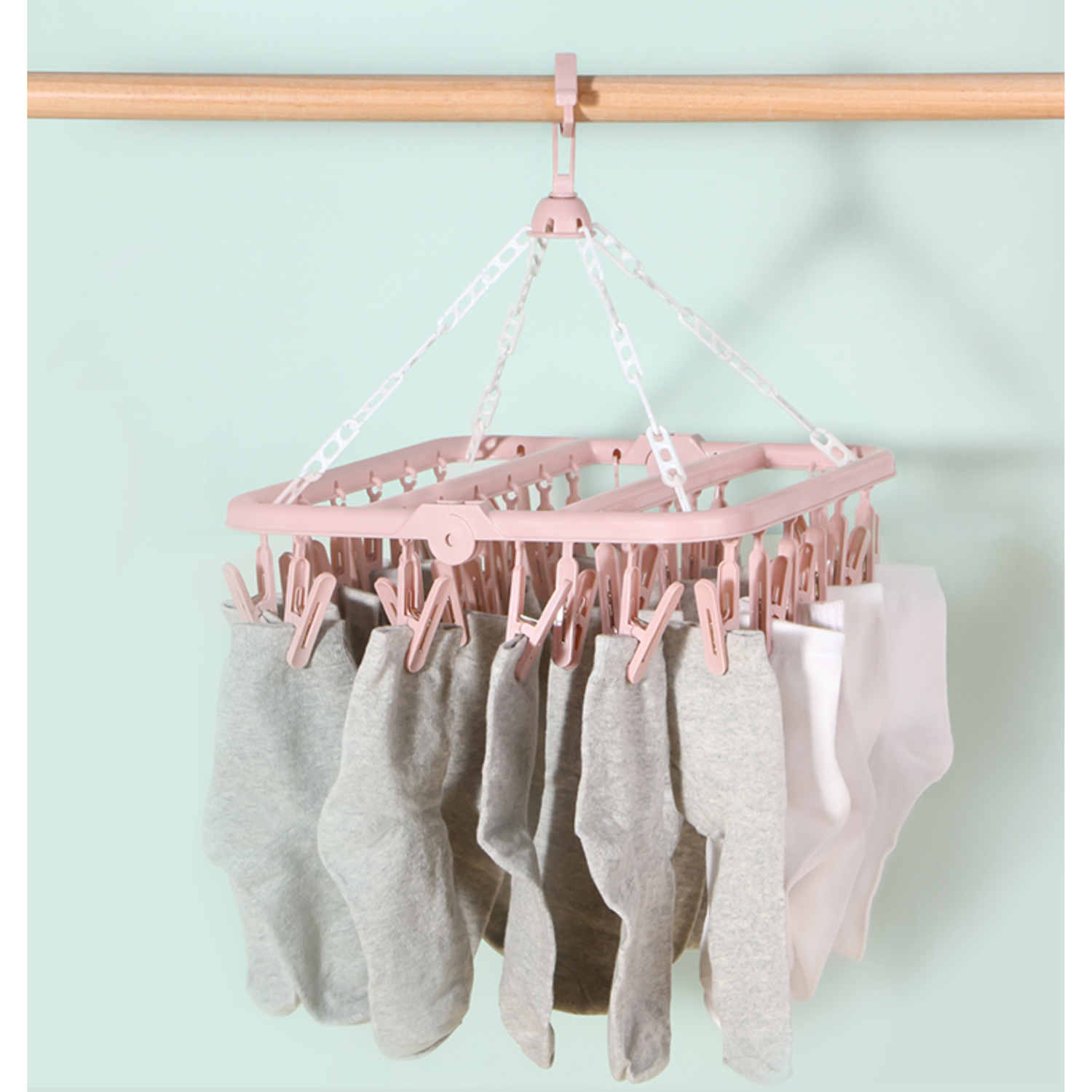 Colgador De Calcetín Ropa Interior De 32 Clips Plegable - 3