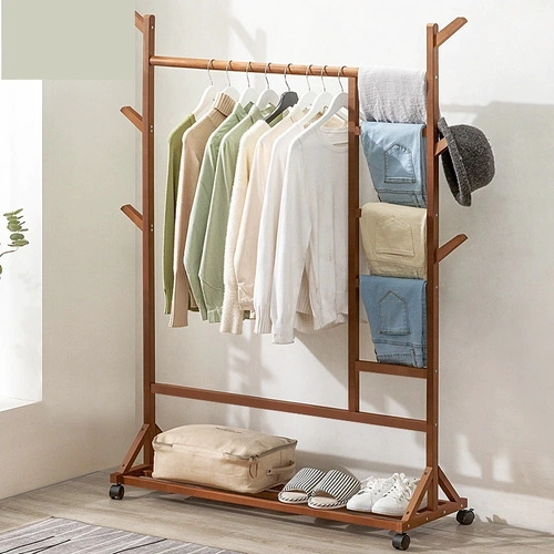 PERCHERO 100 CM DE BAMBOO CON RUEDAS ORGANIZADOR - 2