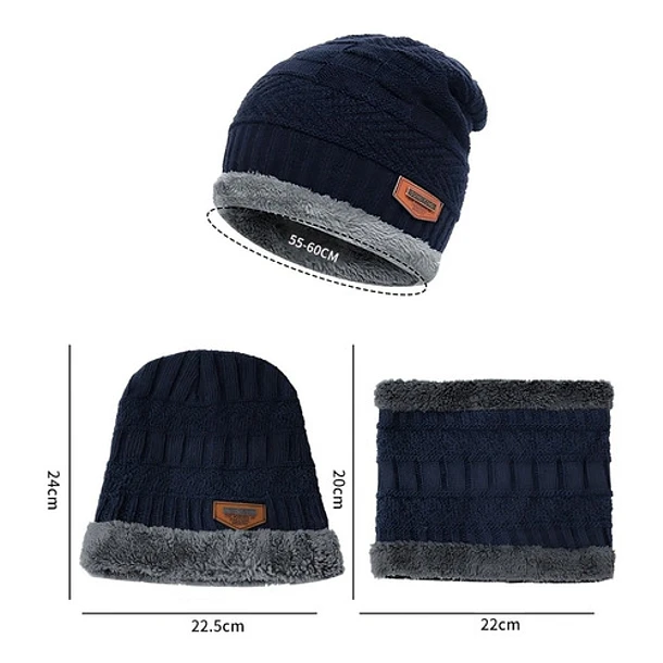 SET CALENTADOR GORRO MAS BUFANDA DE CUELLO INVIERNO UNISEX - 2