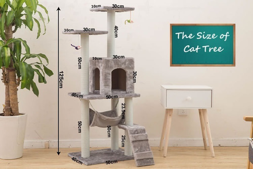 RASCADOR TORRE FELPA GATOS CRUSEC ARBOL TREPADOR TERCIOPELO + HAMACA - 4