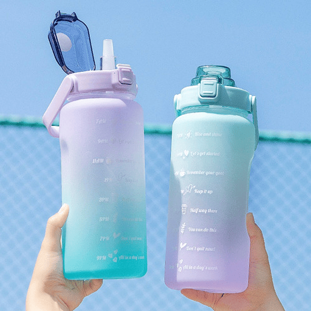 BOTELLA DE AGUA DE 2 LITROS CON PAJITA FITNESS - 2