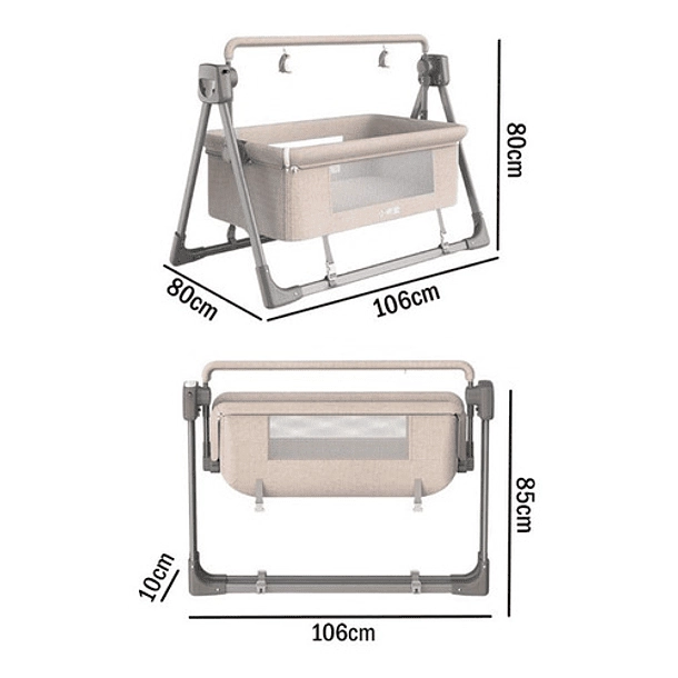CAMA CRUSEC CUNA MECEDORA ELECTRICA BEBE PORTATIL METAL GRIS - 3