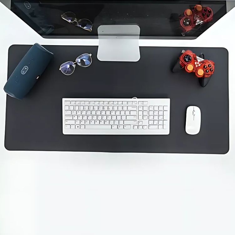 MOUSE CRUSEC ALFOMBRILLA PAD CUERO DOBLE CARA 80 X 40 CM IMPERMEABLE AZUL MARINO - 2