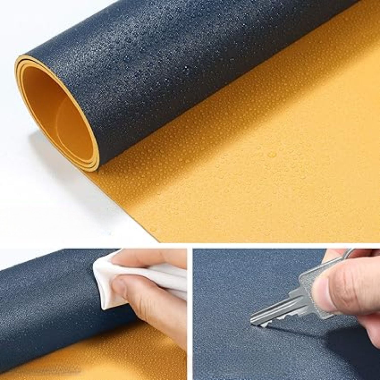 MOUSE CRUSEC ALFOMBRILLA PAD CUERO DOBLE CARA 80 X 40 CM IMPERMEABLE AZUL MARINO - 4