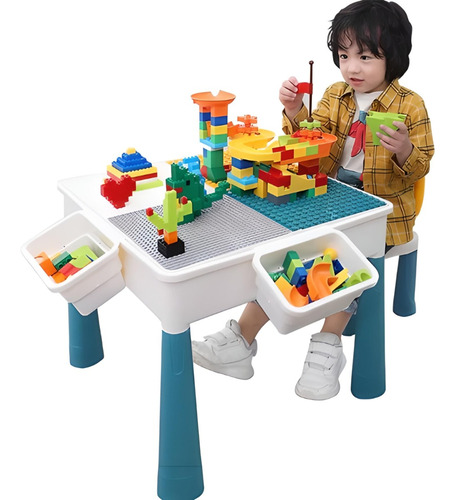 JUEGO DE ROL INFANTIL CRUSEC AZUL UNISEX CON LEGOS MESA Y SILLA - 2