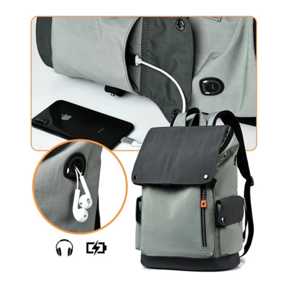 Mochila Notebook Impermeable 35 Litros Carga Usb Unisex - 5