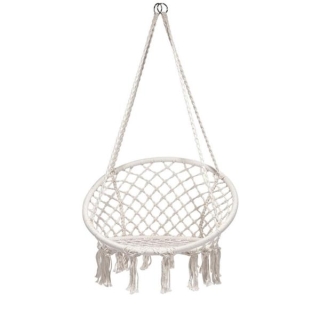 SILLA COLGANTE CRUSEC ACERO BEIGE TIPO HAMACA TERRAZA JARDÍN LIVING - 1