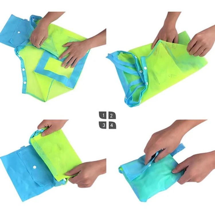 BOLSA DE MALLA PORTÁTIL UNISEX ALMACENAMIENTO JUGUETES PLAYA - 6
