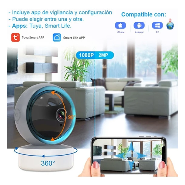 Cámara Seguridad 360° De Alta Calidad 1080p Visión Nocturna - 9