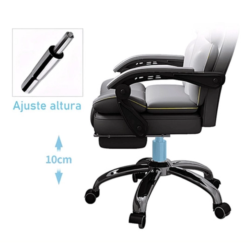 SILLA CRUSEC ACERO NEGRO PC SILLÓN REGULABLE EJECUTIVA OFICINA ESCRITORIO - 5