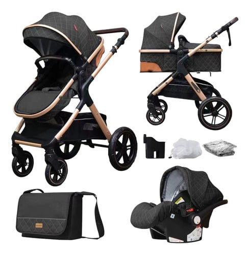 COCHE CUNA CRUSEC BEBÉ 5 EN 1 PLEGABLE MULTIFUNCIONAL Y ACCESORIOS NEGRO - 1