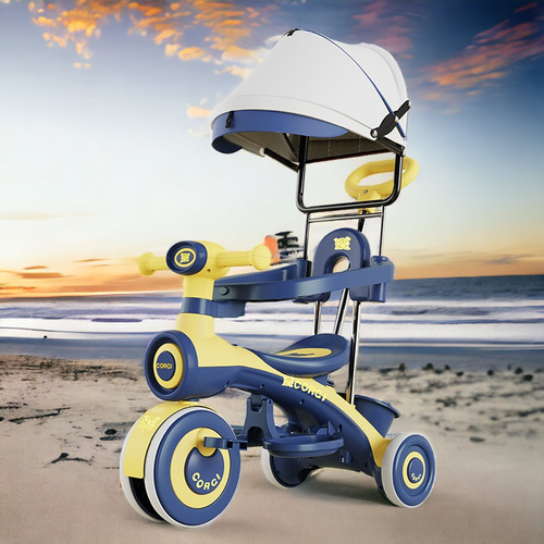 Triciclo Infantil Musical Con Toldo Ajustable Y Luces - 2