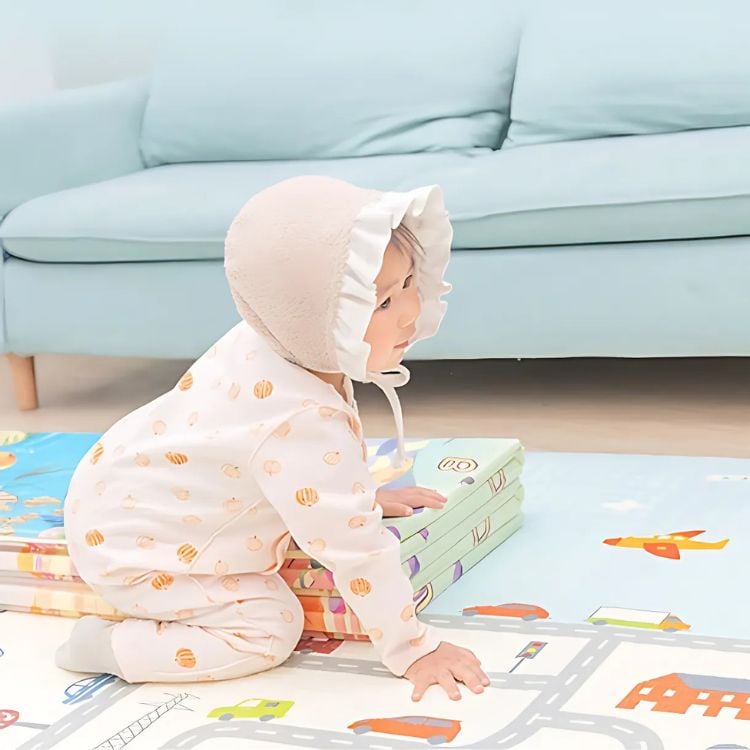 ALFOMBRA REVERSIBLE 2 X 1.8 M ANTIGOLPE PLEGABLE PARA BEBES - 4