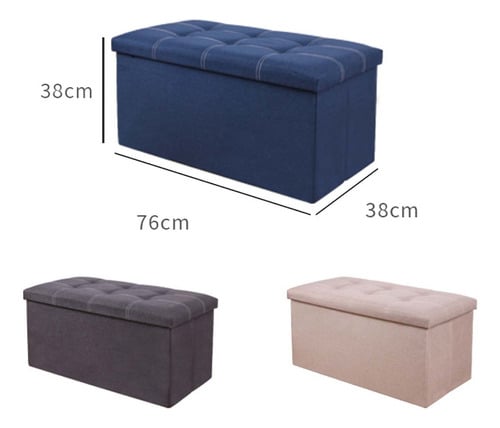 PUFF CRUSEC NEGRO TABURETE PLEGABLE ORGANIZADOR MULTIFUNCION 76CM X 38CM - 2