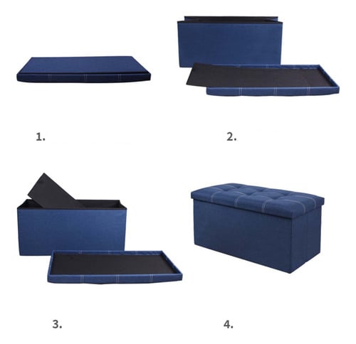 PUFF CRUSEC NEGRO TABURETE PLEGABLE ORGANIZADOR MULTIFUNCION 76CM X 38CM - 3