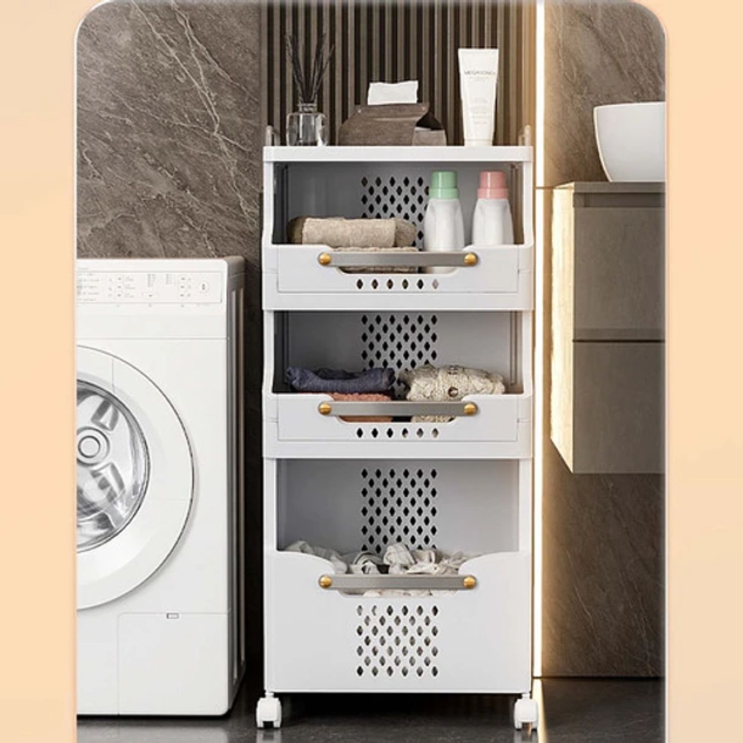 CESTA ORGANIZADOR DE ROPA SUCIA ALMACENAMIENTO 4 NIVELES - 4