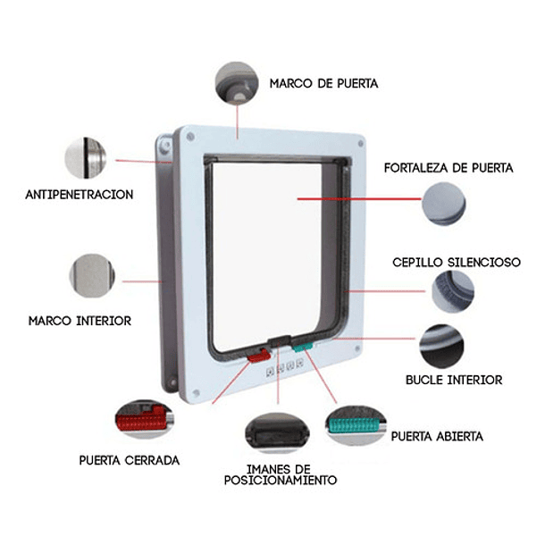 PUERTA GATO CRUSEC SILENCIOSA CON SOLAPA INTERIOR EXTERIOR - 4