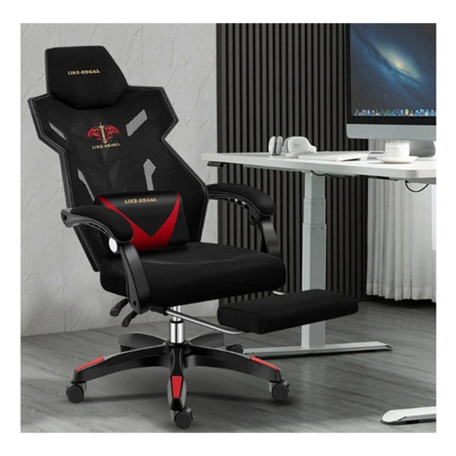 SILLA GAMER RECLINABLE CON REPOSAPIÉS MODERNA ERGONÓMICA - 4