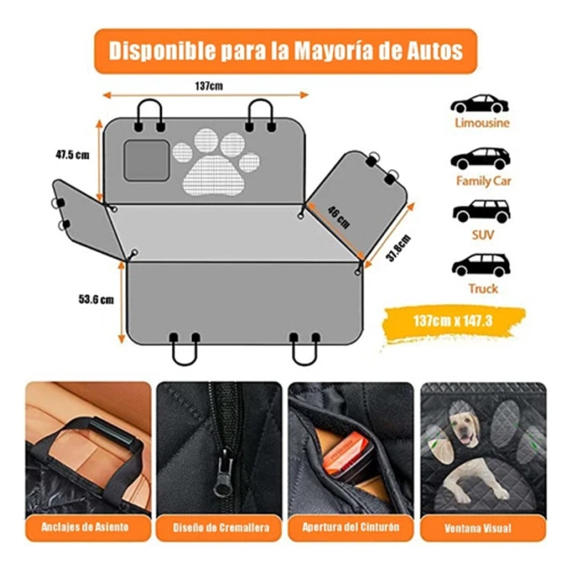 FUNDA DE ASIENTO TRASERO CRUSEC PARA AUTO RESISTENTE IMPERMEABLE - 4