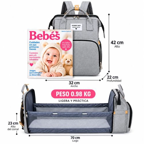 Bolso Mochila Cuna Plegable Impermeable Multifuncional - 5