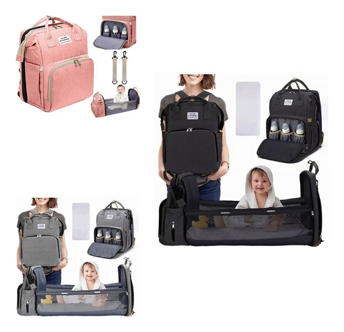 Bolso Mochila Cuna Plegable Impermeable Multifuncional - 6